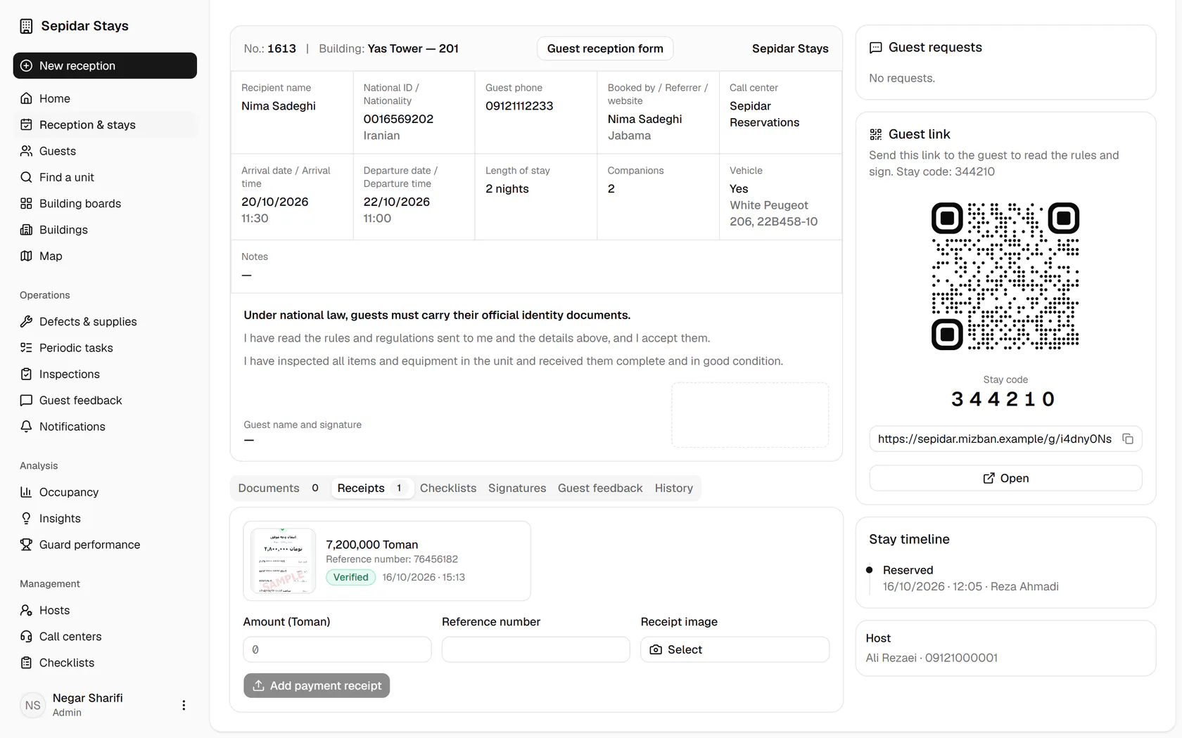 The receipt is verified, and the review is recorded under your name in the activity log.
