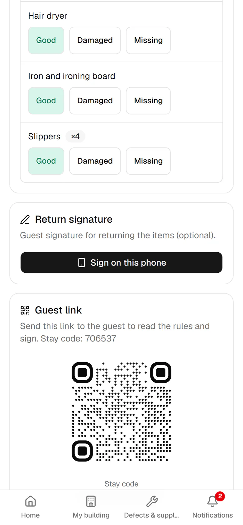 The guest is here, so tap Sign on this phone and hand it over.