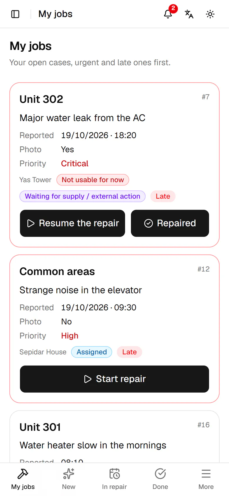 To see all periodic tasks, open the More menu.