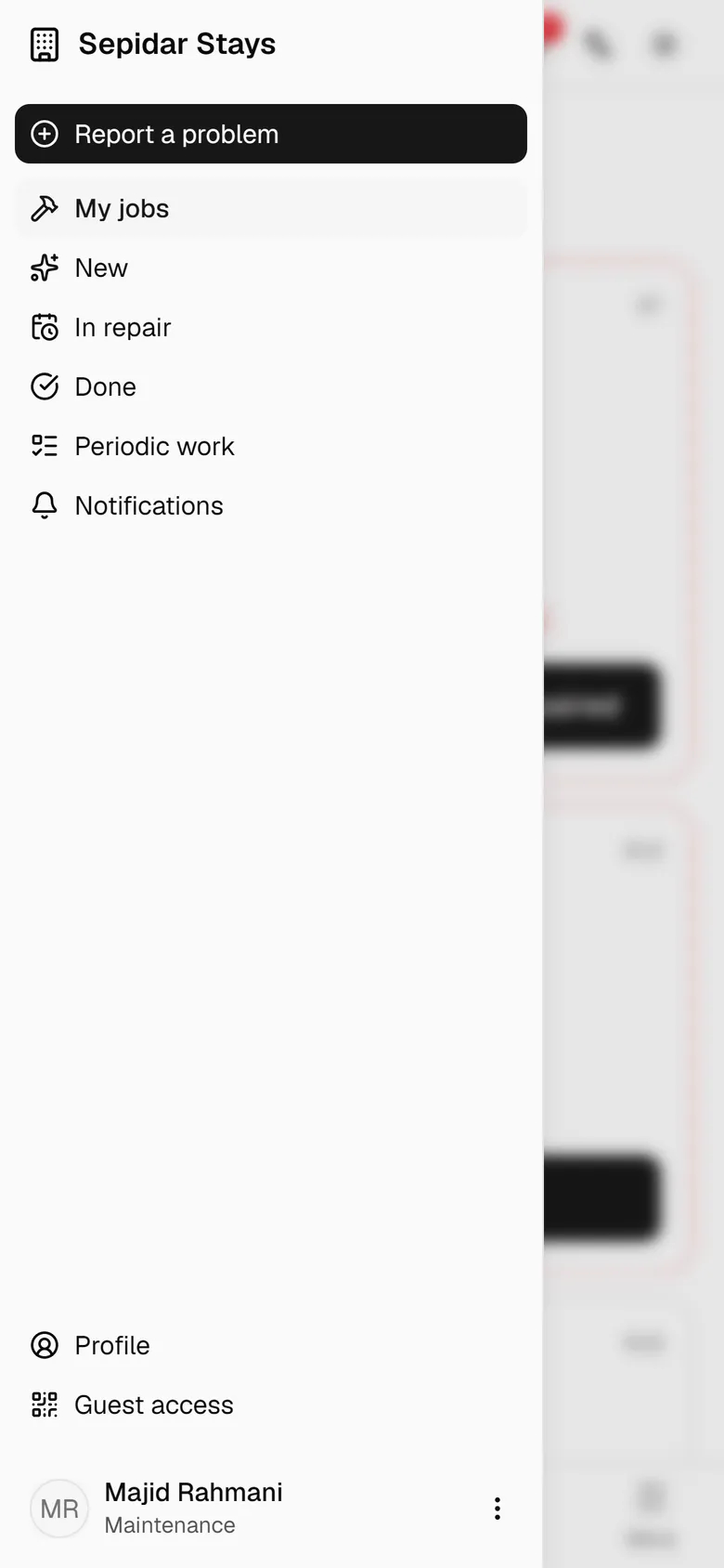 Tap Periodic work to open the list of periodic tasks.