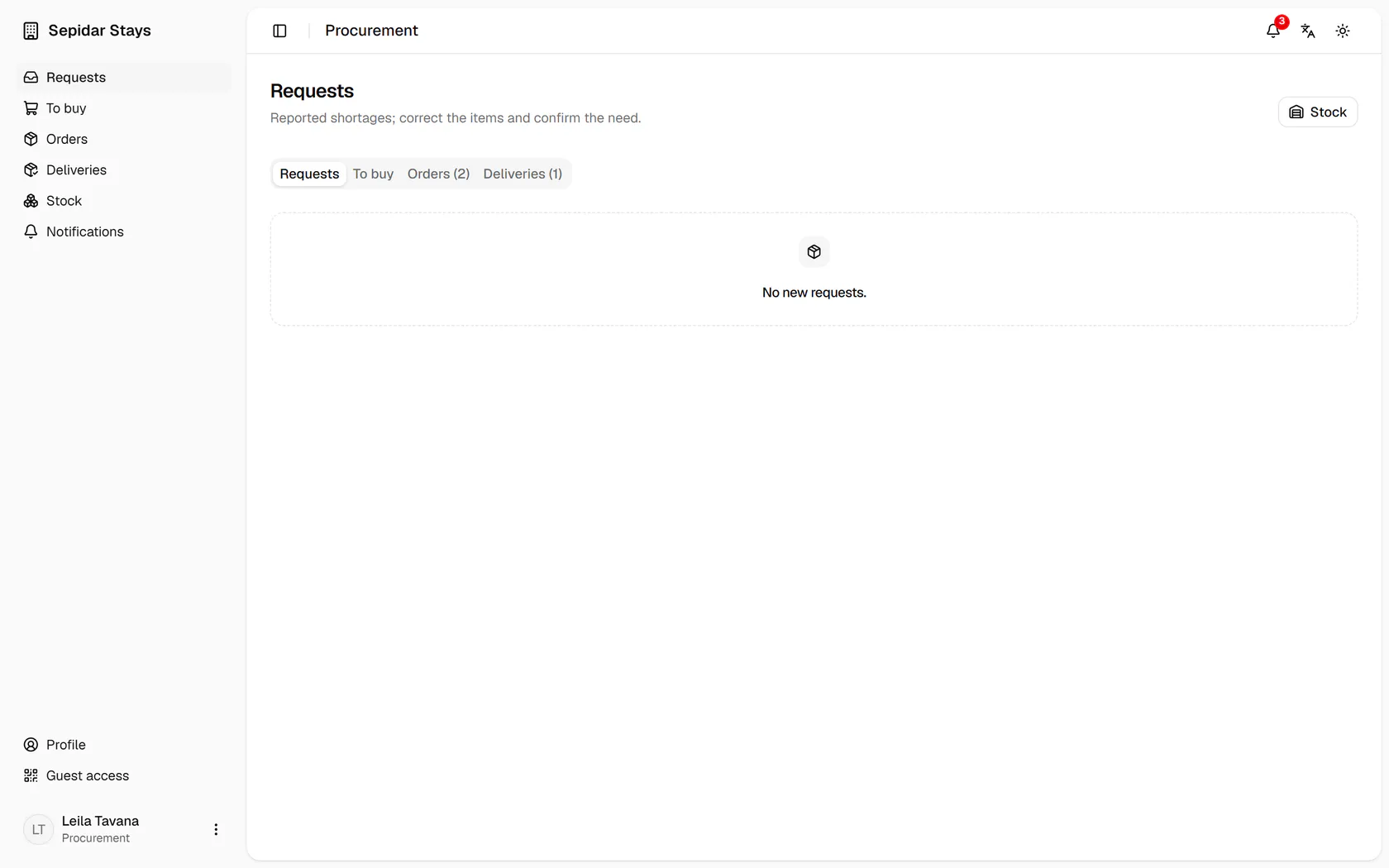 Open Stock from the side menu of the page.