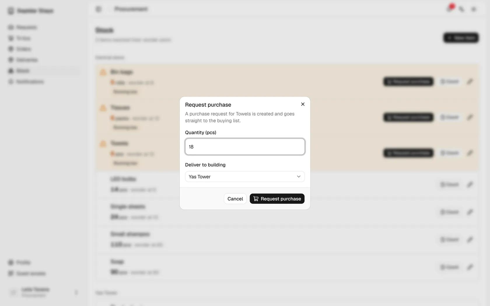 Send the request so it goes straight to the buying list.